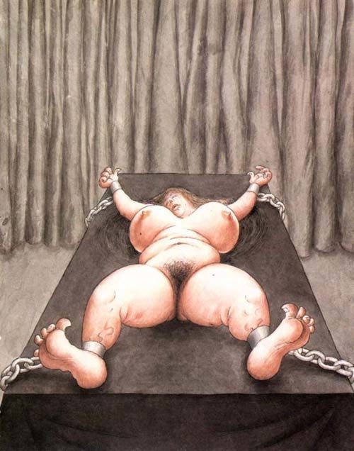 Albert Dubout chained nude