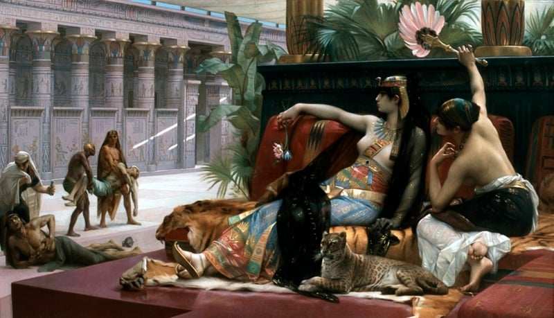 Alexandre Cabanel, Cléopatre essayant des poisons sur des condamnés à mort. Cleopatra Testing Poisons on Condemned Prisoners (1887) Royal Museum of Fine Arts Antwerp