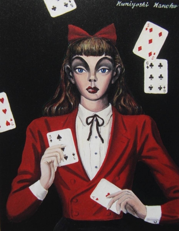 Alice with playing cards by Kuniyoshi Kaneko
