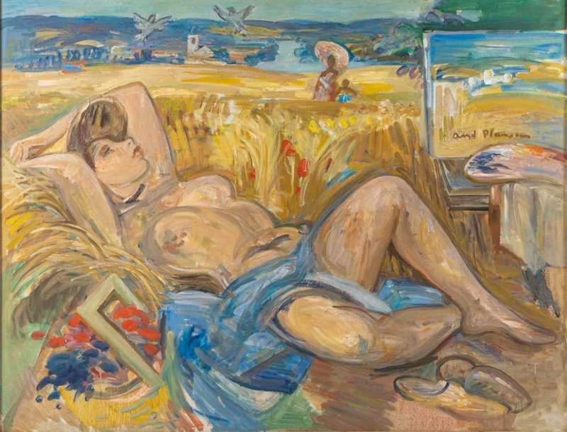 André Planson, Reclining Nude in a Wheat Field, 1940s