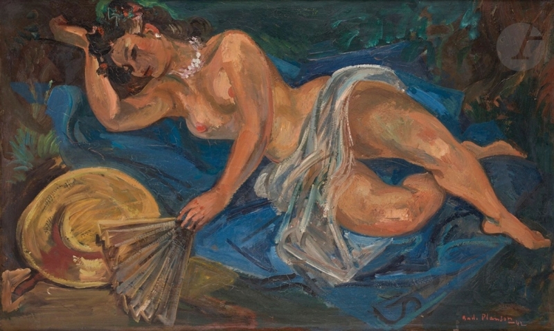 Andre Planson, Nude on a Blue Background, 1942