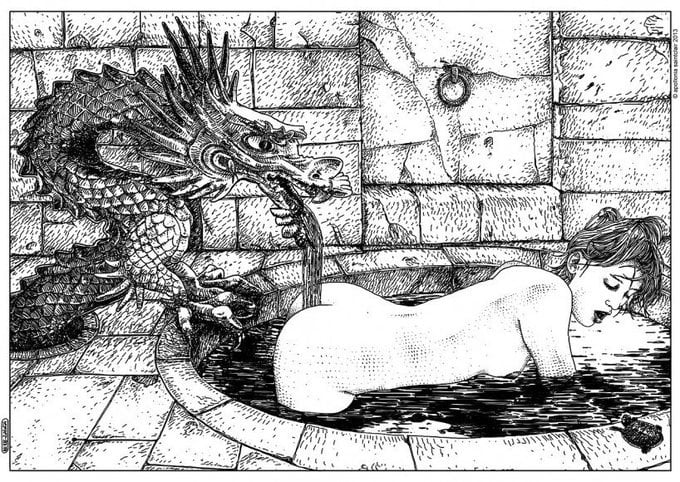 Apollonia Saintclair dragon fountain