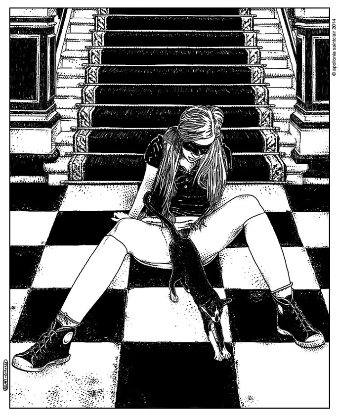 Apollonia Saintclair girl with cat