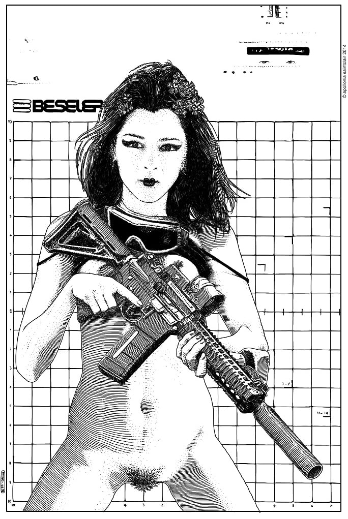 Apollonia Saintclair nude with gun