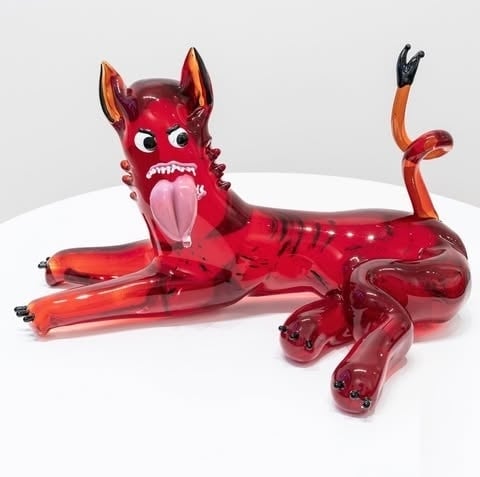 Aries, the dog, glass sculpture in collaboration with Miranda Keyes