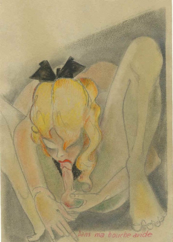 Art Deco drawing depicting oral sex