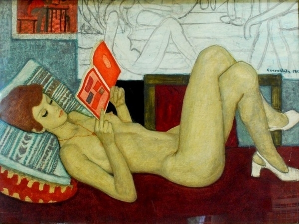 Bela Czene Reading nude