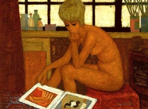 bela czene Reading nude female