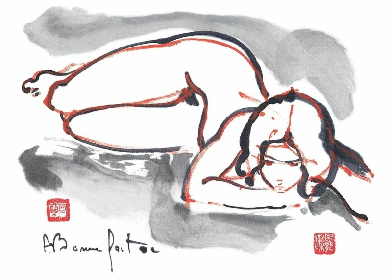 bonnefoit alain bonnefoit lying nude ink