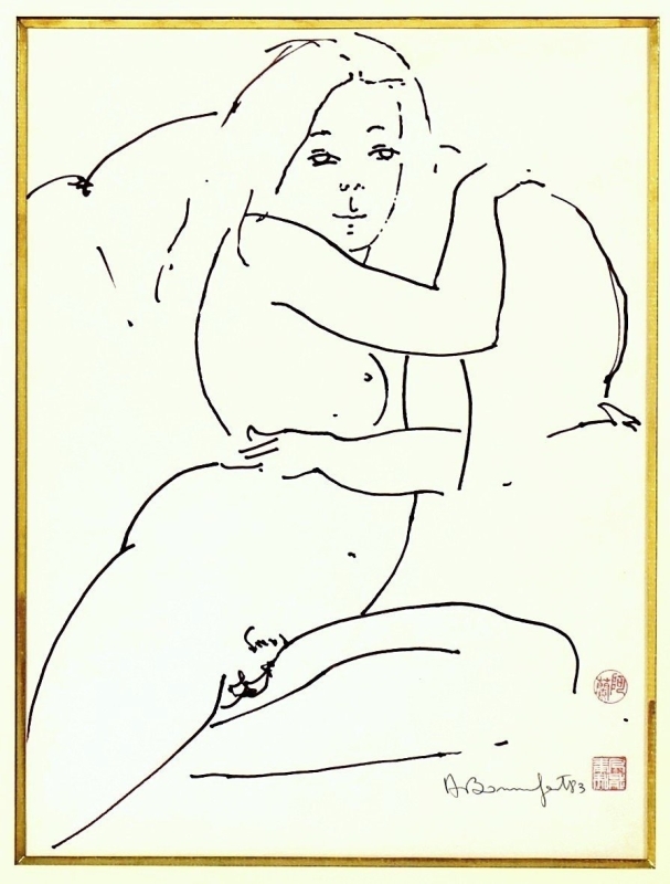 bonnefoit  seated nude drawing