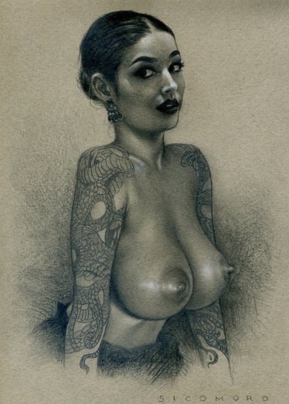 busty pin-up by Eugenio Sicomoro