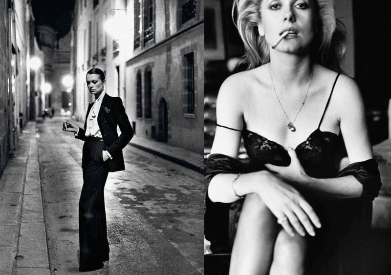 Catherine Deneuve for Esquire, Paris 1976 (right). Photoshoot by Helmut Newton