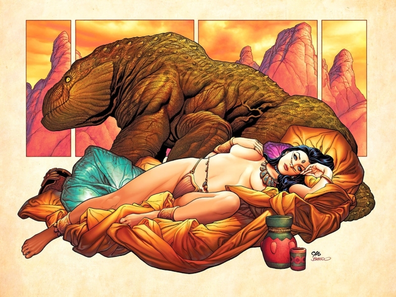 cave pin-up by Frank Cho