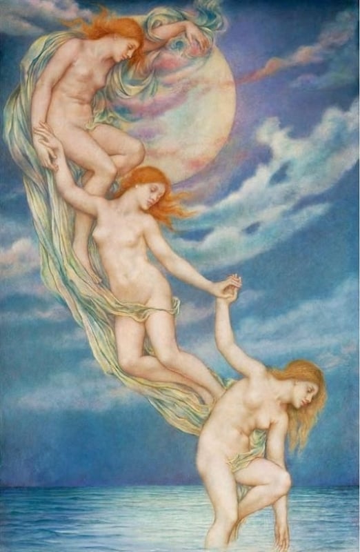 Celestial Allegory - Evelyn de Morgan, Moonbeams Dipping Into The Sea, 1918