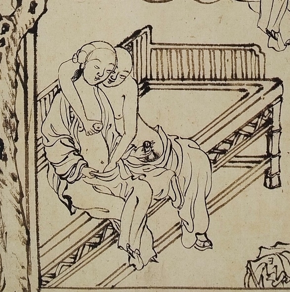 Chinese ink drawing erotic detail