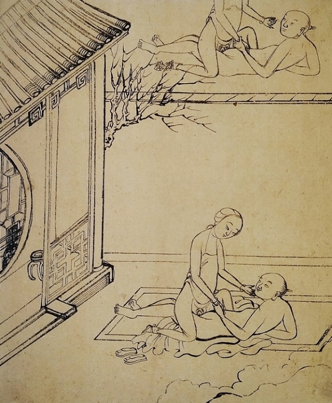 Chinese ink drawing erotic study