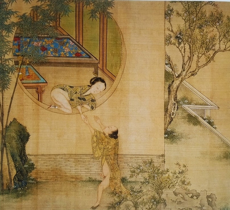 Chinese painting erotic Moon gate