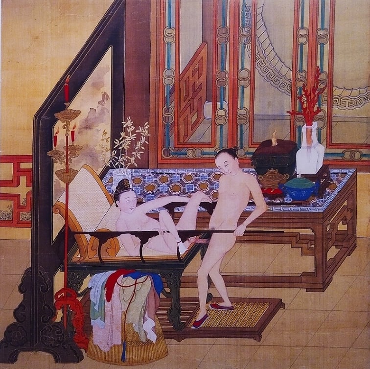 Chinese painting sex in the chair
