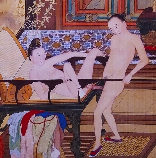 Chinese painting sex in the chair detail