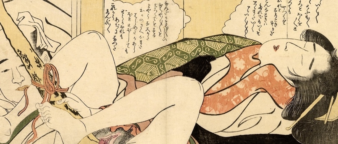 Chokyosai Eiri&#8217;s Savage Shunga of a Masturbating Woman With Pestle