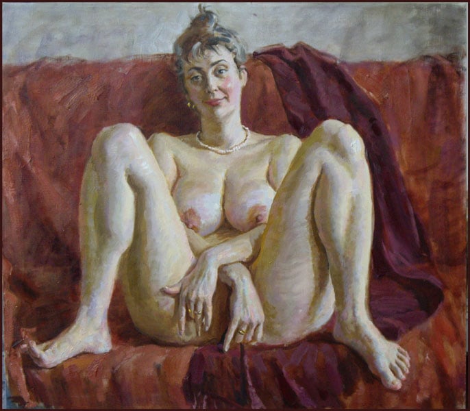 chubby nude on sofa painting
