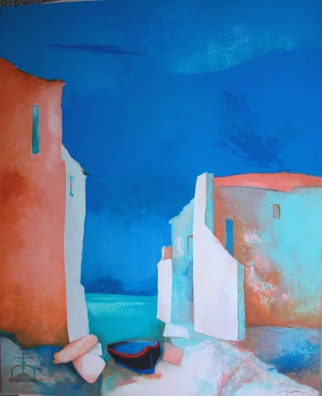 claude gaveau  L’Ile Rousse, lithograph