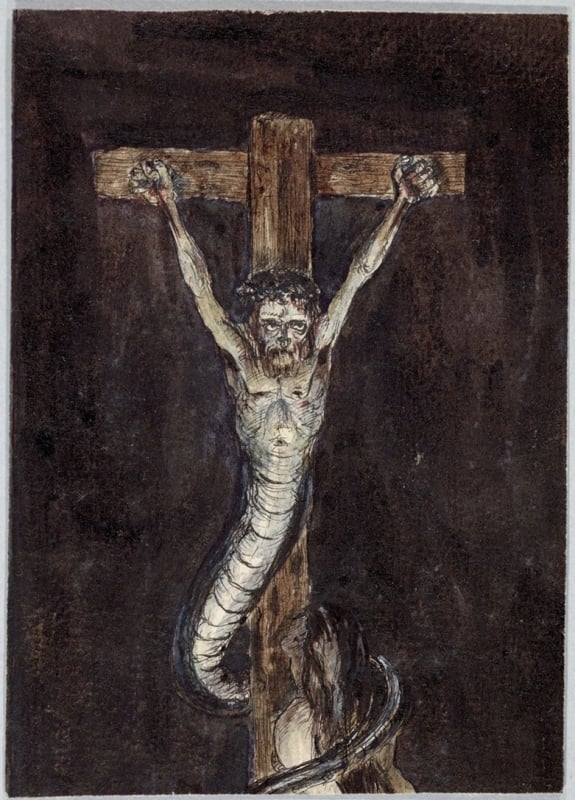 Crucified Snake Man by Alfred Kubin