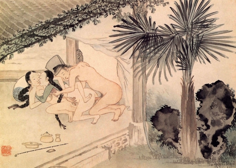Danwon. Cloud Rain Pictures. Threesome consisting of two courtesans and a scholar