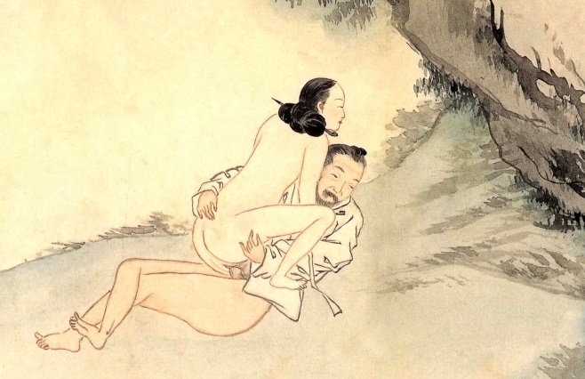 Danwon, Cloud Rain Pictures. An encounter of a married couple, as the woman wears jjokjin meori, the popular hairstyle of married females, detail