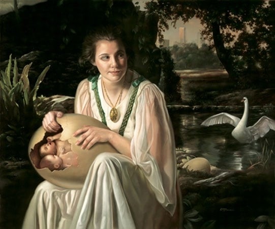 David Bowers Leda with her kids and the swan