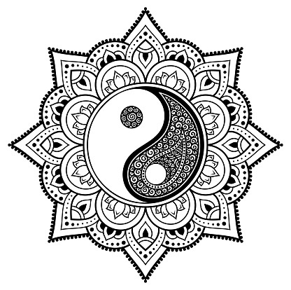 Decorative print of Yin/Yang mandala