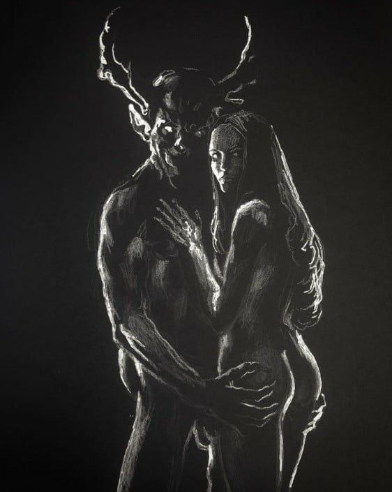 demon and nude girl by KerbCrawlerGhost