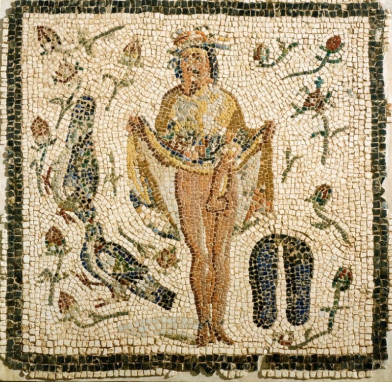 Detail of Priapus Mosaic in the Roman villa of Bobadilla