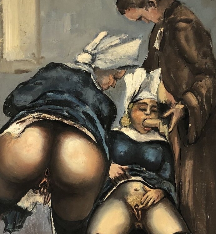 'Deux nonnes et un moine (Two Nuns and a Monk)' Reggialdi (detail)