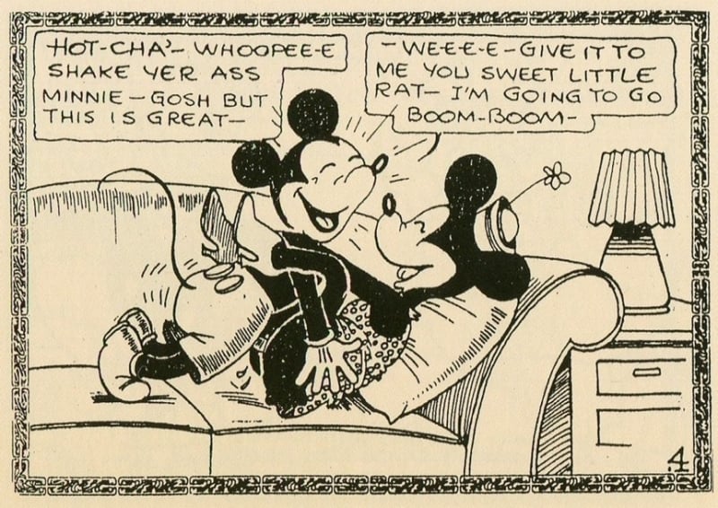 Disney-Themed Tijuana Bibles, ca 1940s. Mickey and Minnie engaging in sexual intercourse