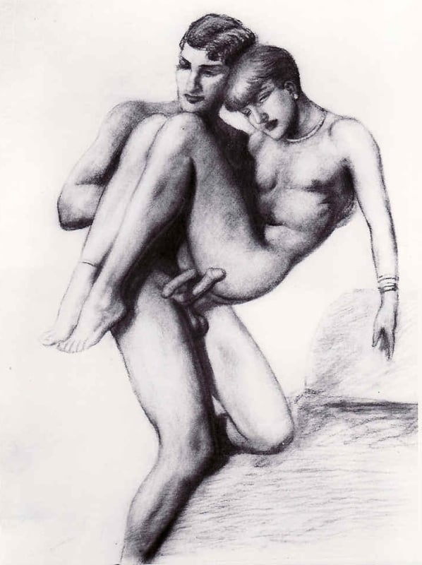 drawing of gay lovers