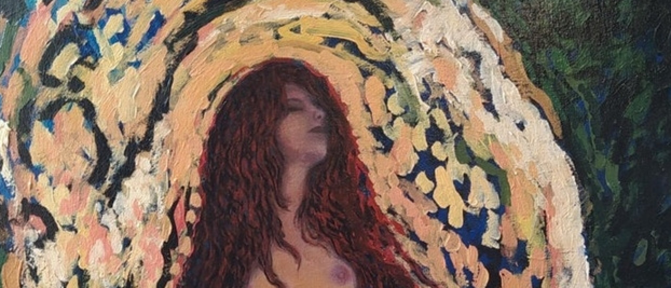 E.C. Bell - Ginger Portal - Vertical expressionist female nude in dark and light colors, 2010