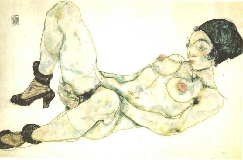 Egon Schiele, Frau mit Grunem Turban, 1914