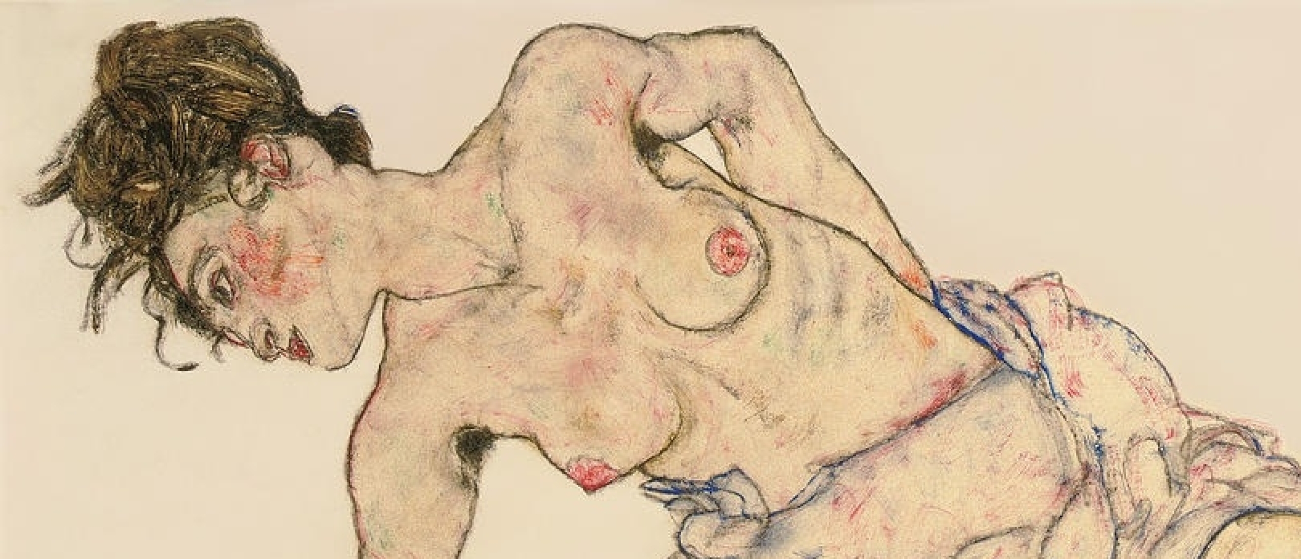 Egon Schiele, Kneider Weiblicher Halbakt Drawing, 1917