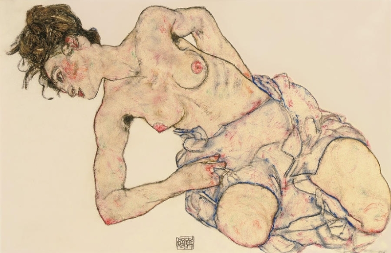 Egon Schiele, Kneider Weiblicher Halbakt Drawing, 1917 Egon Schiele, Kneider Weiblicher Halbakt Drawing, 1917