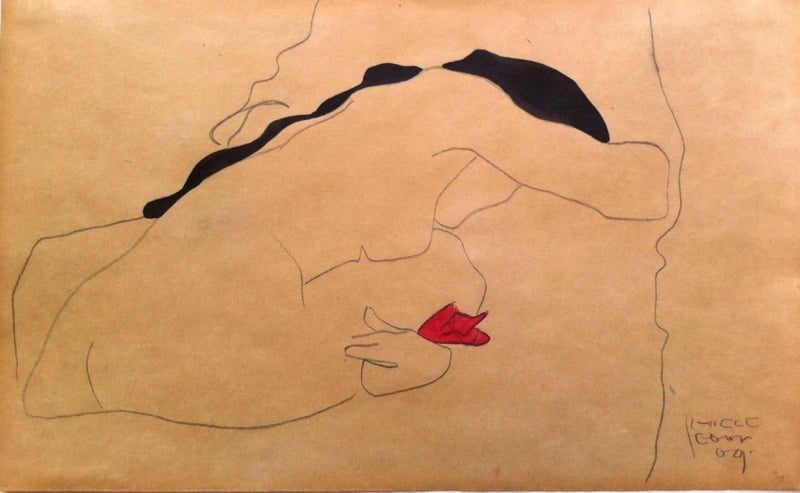 Egon Schiele, Study for Danae, 1909, watercolour, pencil and ink