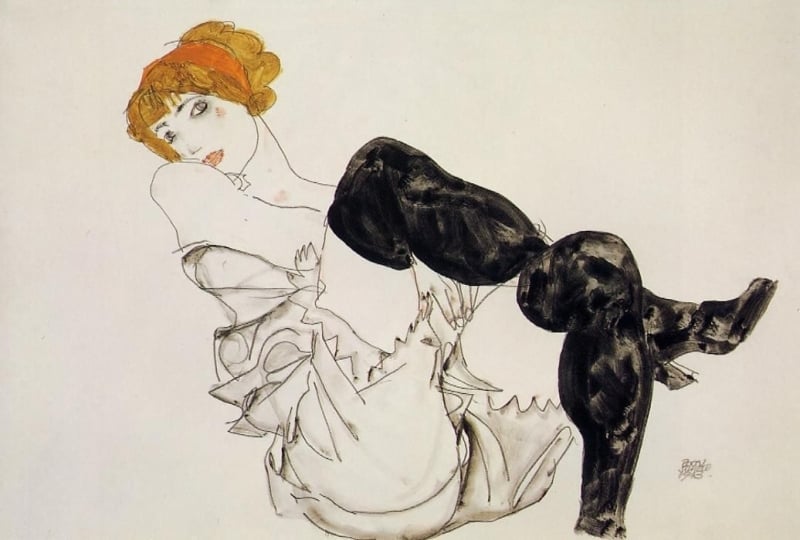 Egon Schiele, Woman in Black Stockings, 1913.