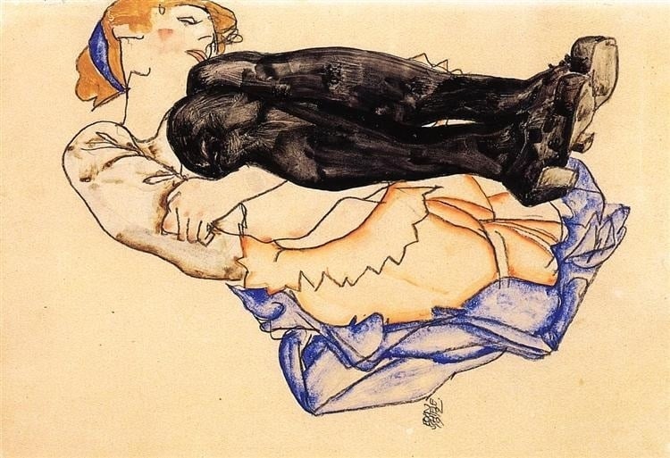 Egon Schiele, Woman with Blue Stockings, 1912