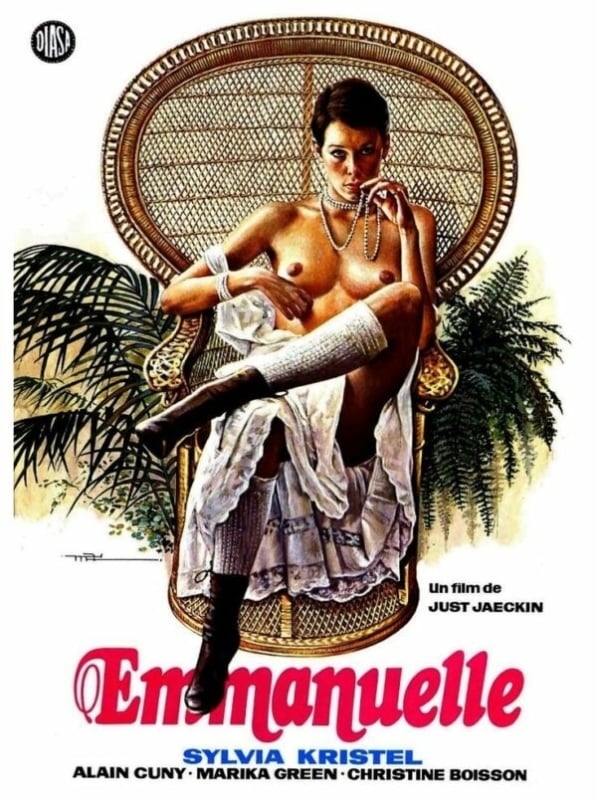 Emmanuelle, 1974, France, starring Sylvia Kristel, Theatrical release poster - cult chic porn genre