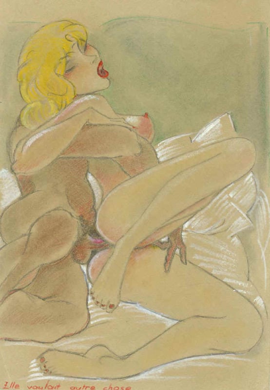 erotic French Art Deco drawing