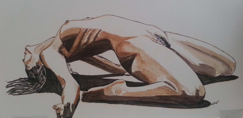 Etude-feminine 1 (2014) Acrylic on Paper by Jean Philippe Dufau