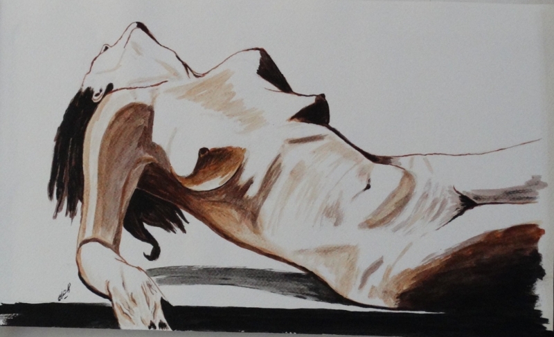 Etude-feminine 4 (2014) Acrylic on Paper by Jean Philippe Dufau