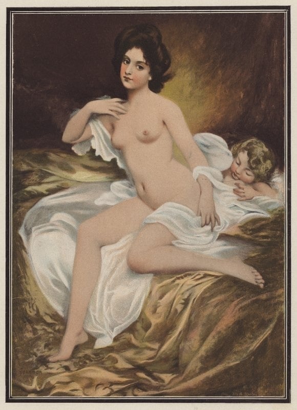 Eve's child. Illustration for El Desnudo en el Arte (M Uson, 1906) by Etienne Albert Eugene Joannon