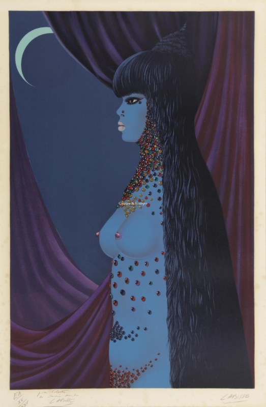 Felix Labisse, The overwhelm of the pearls, Colour lithograph, n.d.