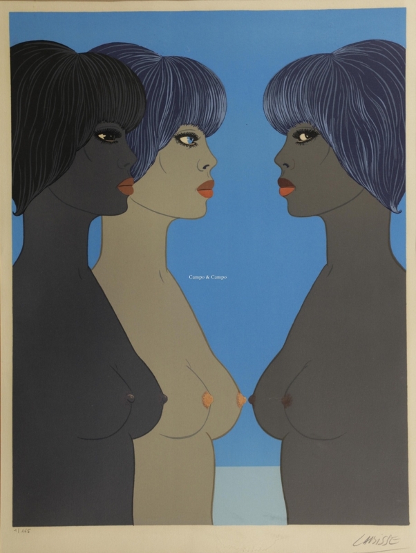 Felix Labisse, Three Nude Women, Colour lithograph, n.d.